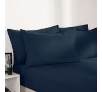 OHS Plain Dyed Non-Iron Fitted Bed Sheet in Navy | Size: Double Fitted OHS Navy Double Fitted
