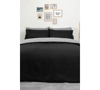 OHS Plain Dyed Reversible Duvet Cover Cover with Pillowcase Set in Black | Size: Single OHS Black Single