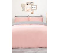OHS Plain Dyed Reversible Duvet Cover Cover with Pillowcase Set in Light Pink | Size: Single OHS Light Pink Single