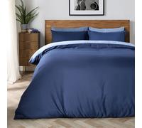 OHS Plain Dyed Reversible Duvet Cover Cover with Pillowcase Set in Navy | Size: Single OHS Navy Single