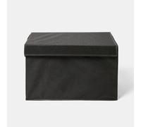 Ohs Plain Foldable Fabric Storage Box Toy Organiser With Lid - Black