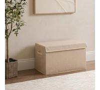 OHS Plain Foldable Fabric Storage Box Toy Organiser with Lid in Natural | Size: Large OHS Natural L