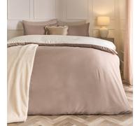 OHS Plain Reversible Duvet Cover With Pillowcase Set in Light Brown | Size: Super King OHS Light Brown Super King