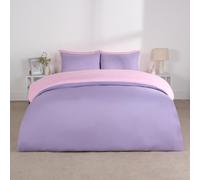 OHS Plain Reversible Duvet Cover With Pillowcase Set in Lilac | Size: Double OHS Lilac Double