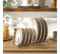 OHS Plate Organiser Storage Dish Drying Rack Metal Drainer in Black OHS Black