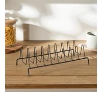 OHS Plate Storage Rack for Kitchen Dish Plate Drying Rack Drainer Metal Black Plates Storage Drainboard Kitchen Countertop Cabinet Organizer for Dish Lids