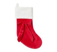 OHS Plush Bow Christmas Stocking Decor Fireplace, Red - 17 Inch