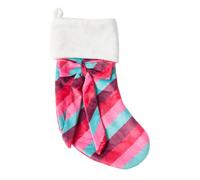 OHS Plush Bow Stripe Christmas Stocking Decorative, Multi - 17 Inch