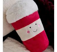 OHS Plush Coffee Cup Microwaveable, Soft Cosy Microwaveable Heat Pad with Removable Cover Heatable Cuddly Toy for Pain Relief or Cold Nights for Adults & Kids, Burgundy/White