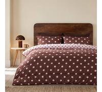 Ohs Polka Dot 10.5 Tog Reversible Coverless Duvet Set Washable Bedding - Brown/ivory