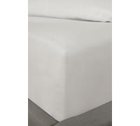 Highams Double Fitted Sheet Luxury Plain Dyed Deep Polycotton Easy Care Bedding, White Double Sheet 135 x 190 cm and Fade Resistant