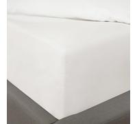 Highams Double Fitted Sheet White, Easy Care Soft Polycotton Double Bed Sheets Deep Pocket Shrinkage & Fade Resistant Dyed Bottom Sheets, 135 x 190cm