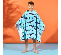 OHS Poncho Beach Towel Hooded Quick Dry Microfibre Holiday in Blue | Size: Bath Sheet OHS Blue Bath Sheet