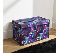 Ohs Print Foldable Fabric Storage Box Organiser With Lid - Neon Gaming