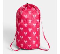 Ohs Printed Drawstring Laundry Bag Travel Backpack Lightweight - Hot Pink
