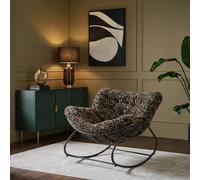 OHS Printed Fleece Rocking Chair Upholstered Metal Frame Cushioned in Brown OHS Brown