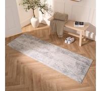 OHS Printed Washable Abstract Runner, Soft & Durable, Abstract Design Deep Charcoal Tones, Perfect for Hallways, Kitchens, Living Room Runner Charcoal-66x200cm