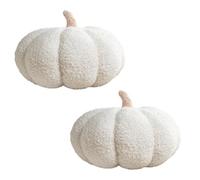 OHS Pumpkin Cushions Set of 2, Autumn Decorations Plush Ultra Soft Boucle Pumpkin Pillow for Home Decor Kitchen Living Room Sofa Cushion Halloween Decorations - Cream, 25 x 25cm
