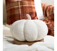 OHS Pumpkin Pillow, Halloween Decorations Super Soft Plush Boucle Pumpkin Cushion Autumn Home Decor Living Room Kitchen Sofa Throw Pillow - Cream, 25 x 25cm