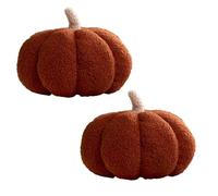 OHS Pumpkin Pillow Set of 2, Halloween Decorations Super Soft Plush Boucle Pumpkin Cushion Autumn Home Decor Living Room Kitchen Sofa Throw Pillow - Orange, 25 x 25cm