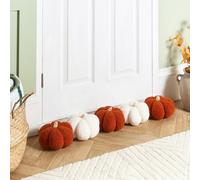 OHS Pumpkin Shaped Boucle Decorative Draught Excluder - Rust/white