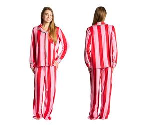OHS Pyjamas for Women Candy Stripe Long Sleeve Shirt and Full Length Bottom Pyjama Bride Pjs Set Two Piece Button Down Soft Warm Winter Nightwear Sleepwear Loungewear, Pink - X/XL