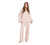 OHS Pyjamas for Women, Piped Long Sleeve Shirt and Full Length Bottom Pyjama Set of 2 Button Down - Black, Cream, Charcoal Grey