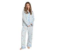 OHS Pyjamas for Women, Piped Long Sleeve Shirt and Full Length Bottom Pyjama Set of 2 Button Down - Black, Cream, Charcoal Grey