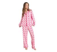 OHS Pyjamas for Women, Piped Long Sleeve Shirt and Full Length Bottom Pyjama Set of 2 Button Down - Black, Cream, Charcoal Grey