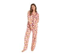 OHS Pyjamas for Women, Piped Long Sleeve Shirt and Full Length Bottom Pyjama Set of 2 Button Down - Black, Cream, Charcoal Grey