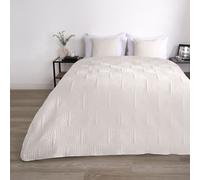 OHS Quilted Arches Pinsonic Blanket Bedspread Throw Over Bed in Cream | Size: 200 cm x 240 cm OHS Cream 200 cm x 240 cm
