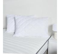 OHS Quilted Pillow Protectors 2 Pack, Pinsonic Soft Touch Microfibre Hotel Quality Envelope Closure Hypoallergenic Pillowcase Protectors Breathable Machine Washable Pillow Cover, White - 48 x 74cm