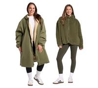 OHS Rain Coats for Women Changing Robe with Hood & Pockets Womens Coats Including Womens Fleece Jackets Full Zip Long Sleeve Teddy Fleece Top for Outdoor Activities, Khaki/Beige - L/XL