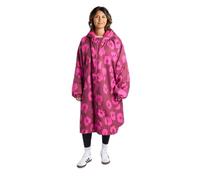 OHS Rain Coats for Women, Leopard Print Lightweight Drying Robe Adult Womens Fleece Lining Oversized Waterproof Jacket with Hood & Pockets Breathable Changing Robe for Outdoor, Burgundy - S/M