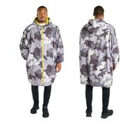 OHS Rain Coats for Women Men, Camouflage Waterproof Changing Robe Lightweight Fleece Lining Oversized Dry Robe with Hood & Pockets Breathable Womens Coats for Outdoor, Grey/Green - L/XL
