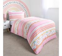 OHS Rainbow Duvet Cover Bedding Set Quilt Pillowcase Reversible in White | Size: Single OHS White Single