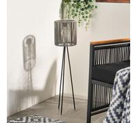 Ohs Rattan Solar Floor Lamp Cordless Outdoor Garden Light Auto Sensor - Grey