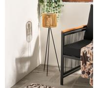 Ohs Rattan Solar Floor Lamp Cordless Outdoor Garden Light Auto Sensor - Natural