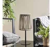 Ohs Rattan Solar Table Lamp Cordless Outdoor Garden Light Auto Sensor - Grey