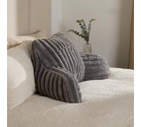 OHS Reading Cushion Faux Fur Fleece Heatable Lumbar Pillow, Grey - One Size