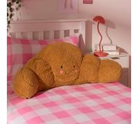 OHS Reading Pillow for Bed Adult, Croissant Gift Cuddle Cushion Super Soft Cosy Teddy Fleece Kids Cushions with Arms Back Cushion Sit Up in Bed Pillow Relaxing Comfy, Brown - 45 x 40 x 30cm