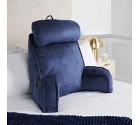 OHS Reading Pillow for Bed Adult, Detachable Neck Roll Cuddle Cushion with Head Rest High Back Support Cushion with Arms & Pocket Gaming Cushions for Boys Girls Sit Up in Bed Pillow, Navy Blue