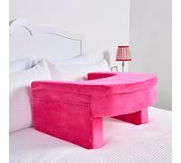 OHS Reading Pillow Sofa Bed Desk Laptop Cushion, Lap Desk Gaming Cushion with Armrest Portable Lightweight Soft Foam Gaming Bed Cushions with Side Pockets Sit Up in Bed Pillow, Hot Pink