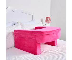 OHS Reading Pillow Sofa Bed Desk Laptop Cushion, Lap Desk Gaming Cushion with Armrest Portable Lightweight Soft Foam Gaming Bed Cushions with Side Pockets Sit Up in Bed Pillow, Hot Pink