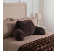 OHS Reading Pillow, Teddy Fleece Bed Cushions Hug Pillow with Arms - Coffee | Back Support Super Soft Cosy Cuddle Cushion Hug Pillow Relaxing Comfy Watching TV Gaming Pillow Working from Home