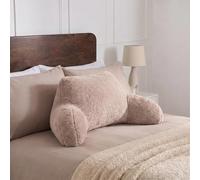 OHS Reading Pillow Teddy Fleece, Cuddle Cushion Gaming Pillow - Natural | Back Support Cushion with Arms Super Soft Cosy Hug Pillow Bed Cushions Relaxing Comfy Working from Home Sit Up in Bed Pillow