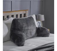 OHS Reading Pillow with Arms, Waffle Fleece Cuddle Cushion for Adults Soft Cosy Supportive Pillow with Arms Snuggle Hug Pillows Relaxing at Home - Charcoal Grey