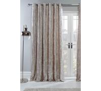 OHS Ready Made Eyelet Crushed Velvet Curtains, Natural | Size: 167 cm width x 137 cm drop OHS Natural 167 cm width x 137 cm drop