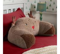 OHS Reindeer Cuddle Cushion for Kids, Christmas Decorations Supportive Reading Pillow Soft Cosy Teddy Fleece Snuggle Cushion Backrest Pillows with Arms Gaming Pillow Relaxing Comfy, Brown