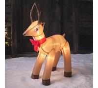 OHS Reindeer Inflatable Christmas Outdoor Christmas Inflatable Blow - 100cm | 100cm Light Up Display Battery Operated LED Lights Xmas Garden Decoration Built in Air Blower Statement Yard Display Fun